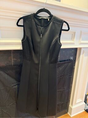 T Tahari Black Sleeveless Zip-Front Sheath Dress